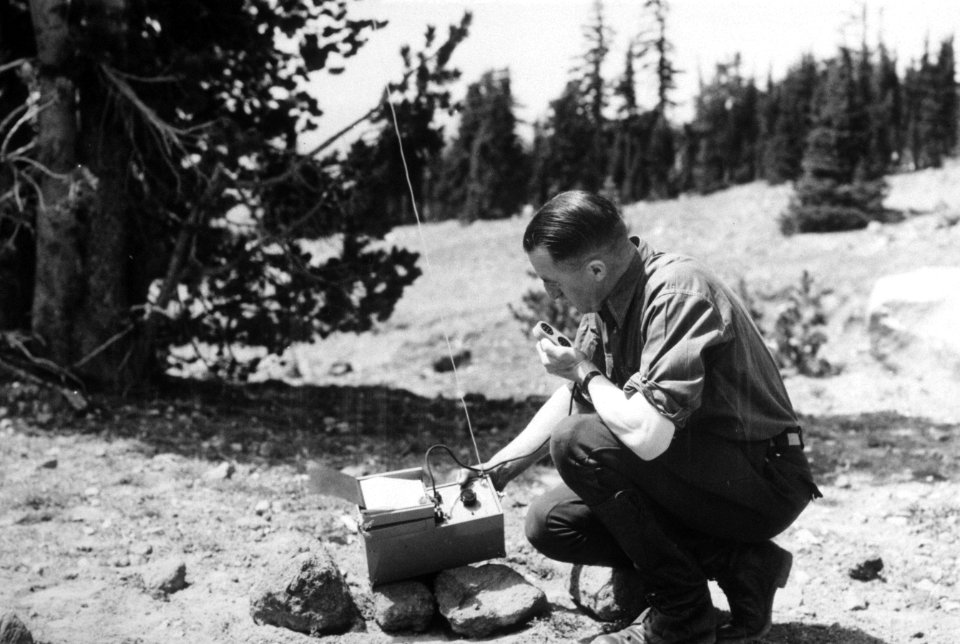 325 District ranger tests out mobile radio, Mt Hood Nat'l Forest
