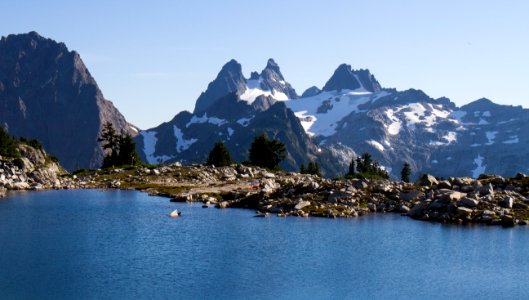 Lower Tank Lake and Chimney Rock in the Alpine Lakes Wilderness, Mt Baker Snoqualmie National Forest photo