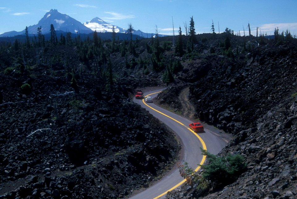 McKenzie Pass Highway by Dee Wright Observatory, Willamette & Deschutes ...