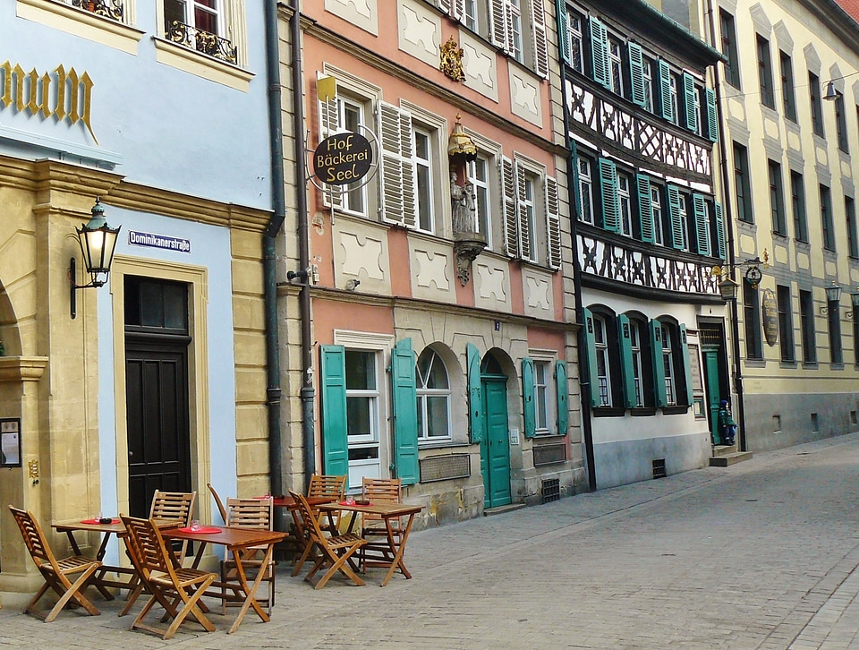 Street view row of houses fachwerkhaus
