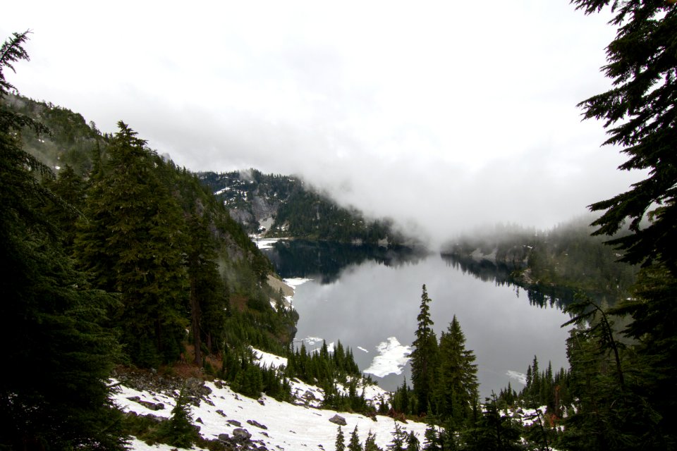 Snow along Snow Lake Trail in the Alpine Lakes Wilderness,  Mt Baker Snoqualmie National Forest