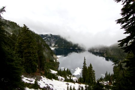 Snow along Snow Lake Trail in the Alpine Lakes Wilderness, Mt Baker Snoqualmie National Forest photo