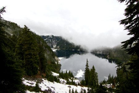 Snow along Snow Lake Trail in the Alpine Lakes Wilderness,  Mt Baker Snoqualmie National Forest
