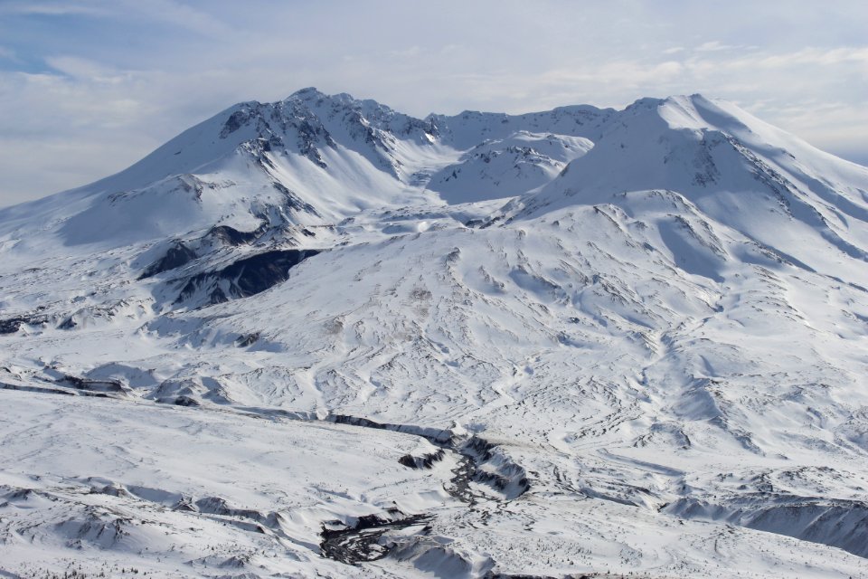 Mount St Helens in winter (February 2017), Mount St Helens NVM on the Gifford Pinchot National Forest