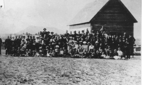 Gathering at Grey Butte School