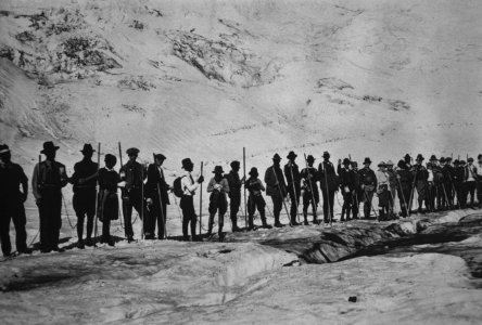 466 Climbing Mt Hood, Elliot glacier 1890's photo