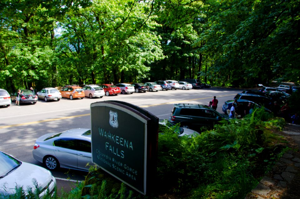 Wahkeena Falls Parking and Sign-Columbia River Gorge