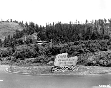 518440 Cape Perpetua Visitor Center Sign, Siuslaw NF, OR 1968