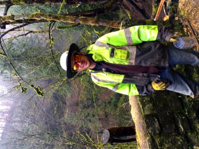 Specialized contractors are working on safety measures at Multnomah Falls.