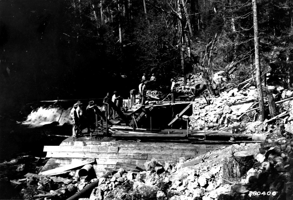 280400 CCC Building Dam on Trout Creek, Columbia NF, WA 1933