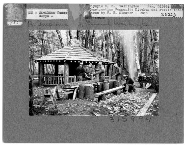 315994 CCC Constructing Community Kitchen, Olympic NF, WA 1935 photo