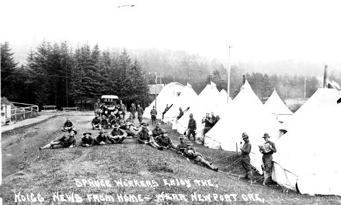 No. 166 Spruce Workers Enjoy the News...Near Newport Ore.