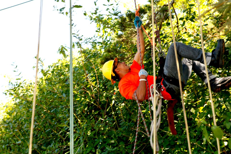 Angell Job Corps Forestry Student descending Rope, Siuslaw National Forest