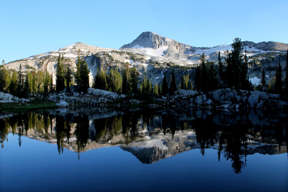 Early evening reflection of Eagle Cap, Eagle Cap Wilderness on the Wallowa-Whitman National Forest