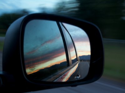Car mirror overview photo