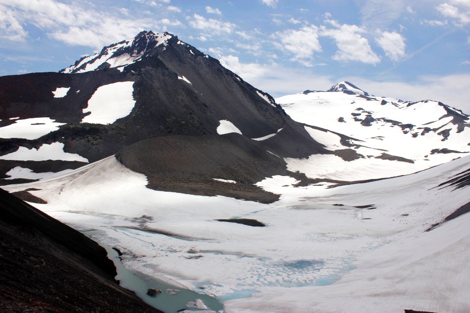 North and Middle Sister from the rim of Collier Cone, Three Sisters Wilderness on the Willamette National Forest