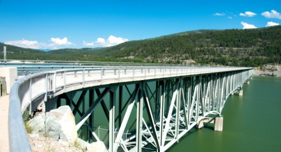 The Pacific Northwest Trail crosses the Lake Koocanusa Bridge