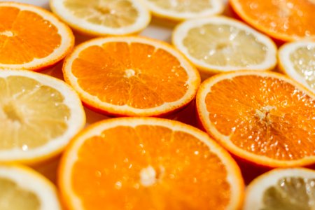Orange and lemon slices photo