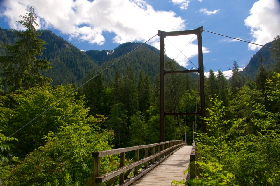 Pacific Northwest Trail suspension bridge over the Baker River