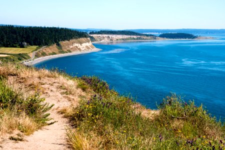 The Pacific Northwest Trail winding through the bluffs of Ebeys Landing