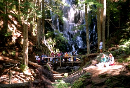 Hikers visitors at Ramona Falls
