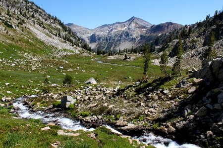 West Fork of the Wallowa River, looking towards Frazier Lake, Eagle Cap Wilderness on the Wallowa-Whitman National Forest