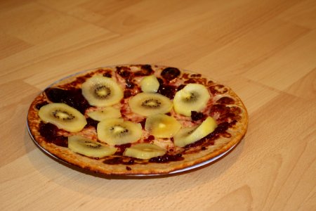 Yellow kiwi pancake photo