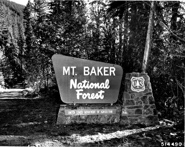 514690 Mt. Baker NF Sign , Suiattle River Rd, WA 1964 photo