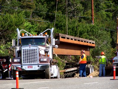Forest Service Workers Placing Bridge, Siuslaw National Forest