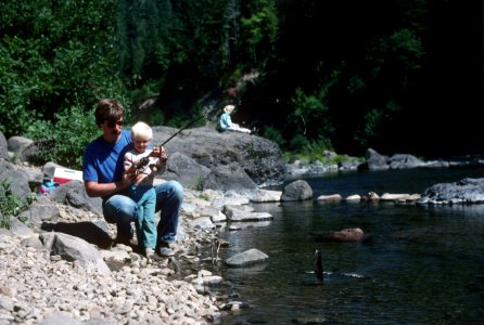 Father and Son fishing Clackamas River photo