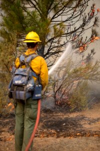 Firefighters conducting burnout operation