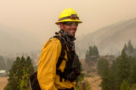 Firefighters conducting burnout operation