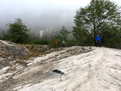 Regional hydrologists and soil scientist make field visit to the pumice plain and debris blockage 2018, USFS photo. photo