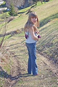 Blond long hair landscape photo