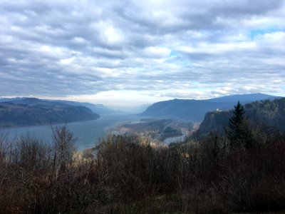 201912 View of the Columbia Gorge and Crown Point looking east from Menucha, a private retreat and conference center in the Columbia River Gorge. photo