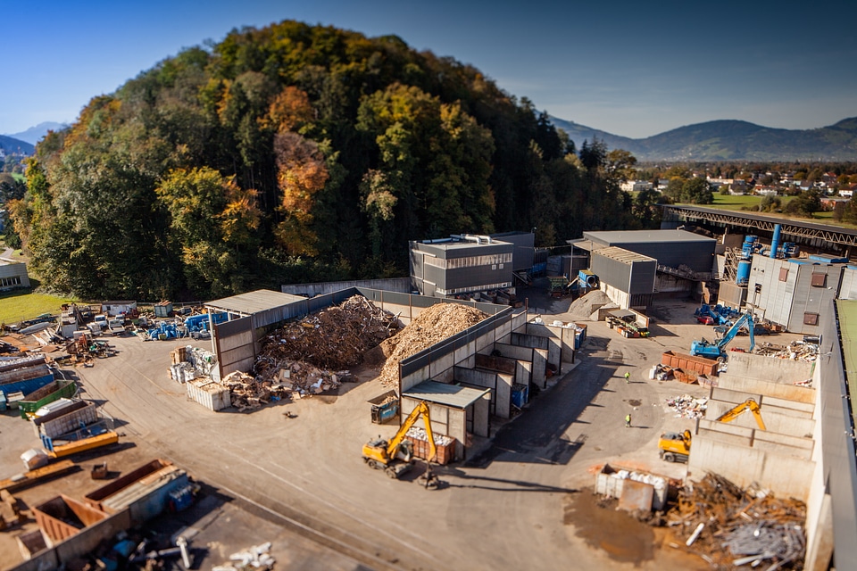 Recycling aerial view industrial
