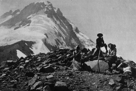465 Climbing Mt Hood, Elliot glacier 1890's photo