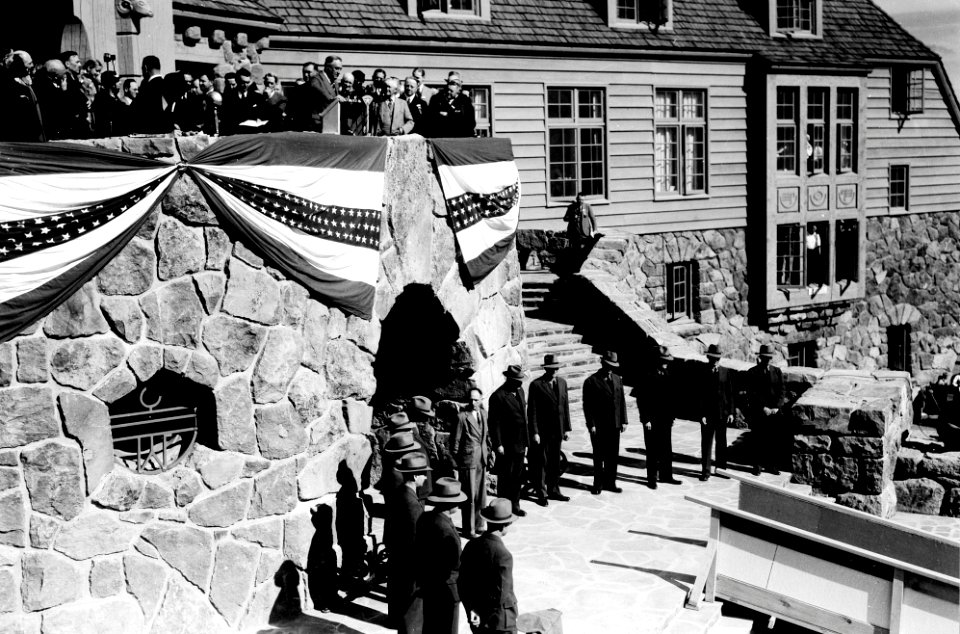 President Roosevelt Dedicating Timberline Lodge, Mt. Hood National Forest 1937