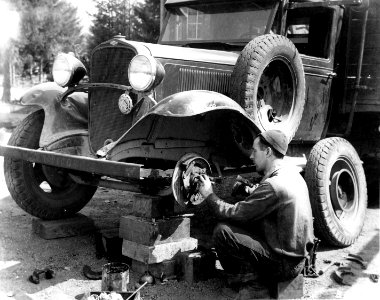 340001 CCC Repairing at Hemlock RS, Columbia NF, WA 1936 photo