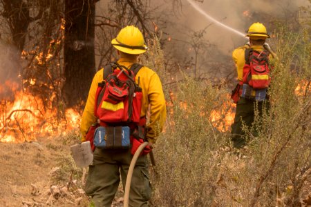 Firefighters conducting burnout operation