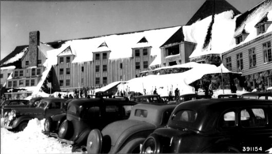 Parking in Winter at Timberline Lodge, Mt. Hood NF, OR 1940