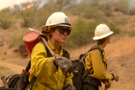 Firefighters conducting burnout operation