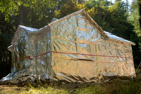 Historic Store Gulch wrapped in Kevlar foil