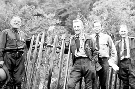 Umpqua NF with Fred Asam, Fred Cleator, Bob Marshall, John Seiker 9-1939 photo