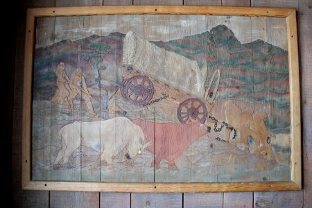 Timberline Lodge, wood painting, Laurel Hill Depiction  - Mt. Hood National Forest. Photos by Trent Deckard