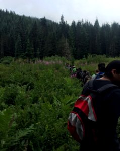 201908 Mt Hood National Forest staff with Portland Parks Rec Youth Conservation Corps at Mirror Lake. Forest Service photo by Kira Mcconnell.