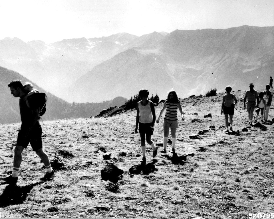 520795 Hiking Atop Mt. Howard, W-W NF, OR 1970