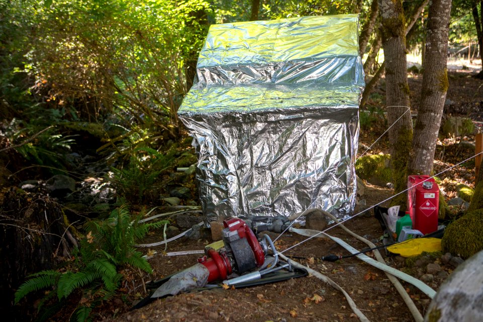 Historic Store Gulch wrapped in Kevlar foil