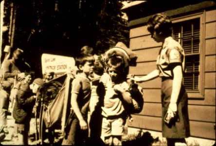 Gifford Pinchot NF - Young Hikers, Spirit Lake RS, c1950 photo