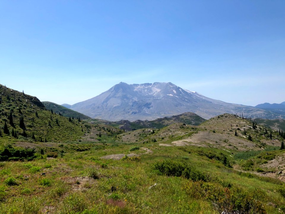 20200731 View of Mt St Helens from  Coldwater Peak area during surveying work USFS photo.